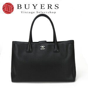 Chanel Executive Tote Bag Black Leather Coco Mark Auth
